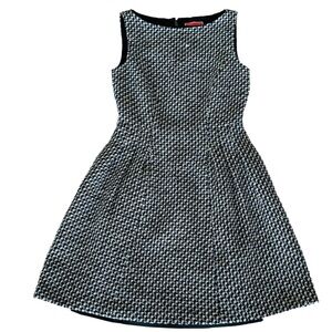 Kate Spade Tweed Dress Sz 0 Blue/White Sleeveless Fit and Flare Cotton Blend